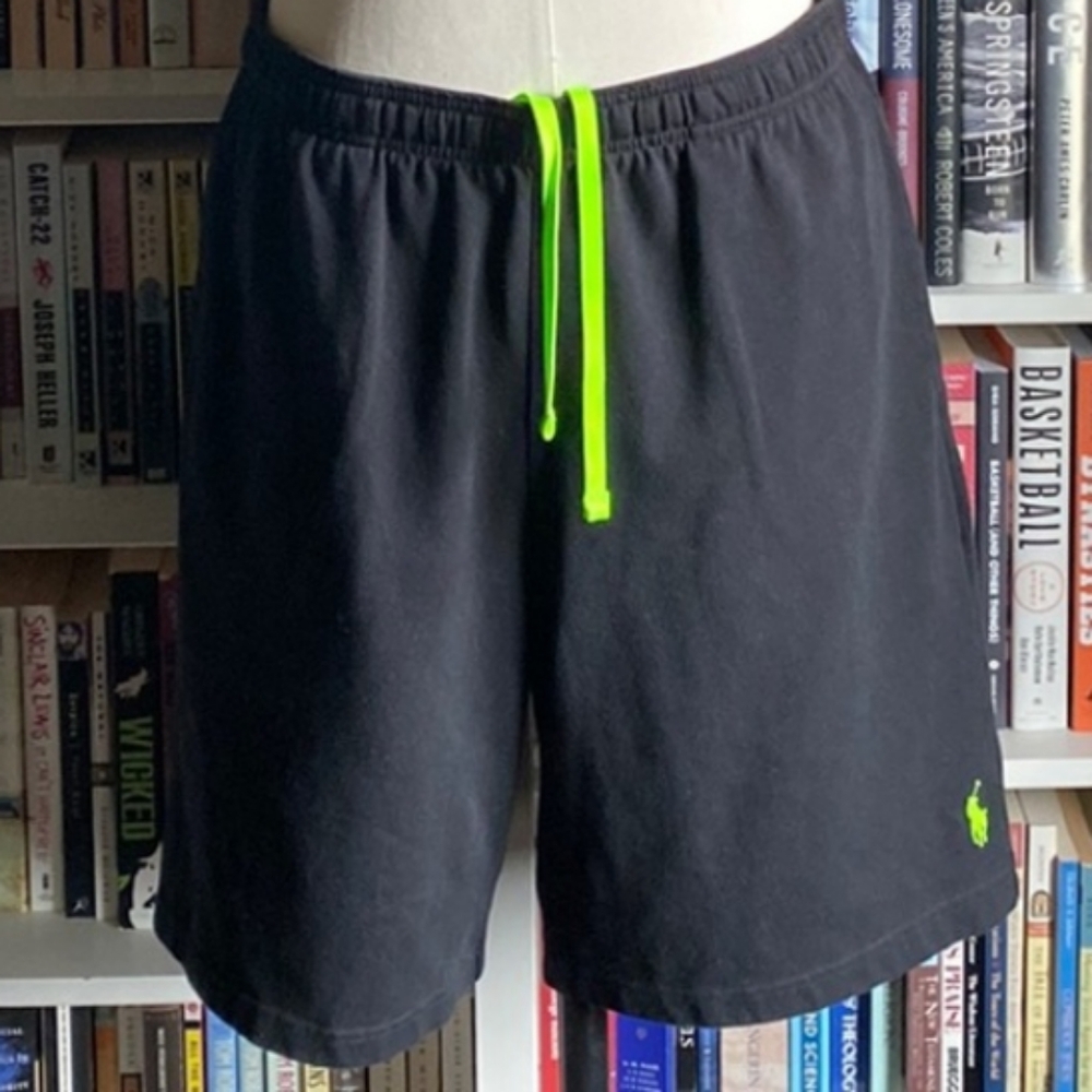 Ralph Lauren Black Shorts with Neon Green Details